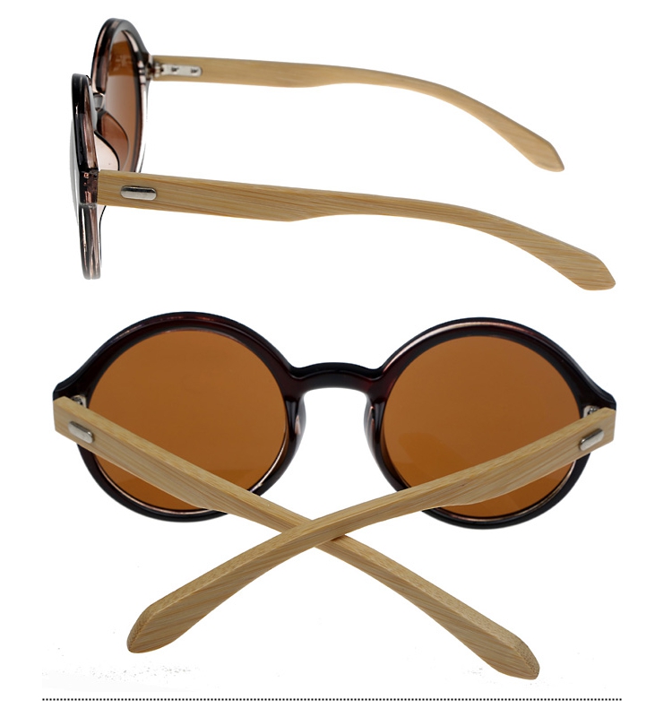 Ronde zonnebril met bamboe - sunlooper.be - billede 2
