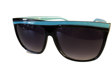 Zwarte zonnebril met blauwe strepen