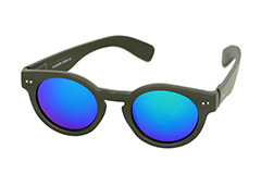 Mat zwarte ronde zonnebril met blauw glas - Design nr. 1132