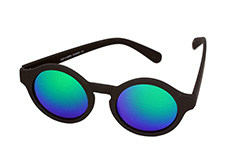 Modieuze zonnebril. Mat zwart met spiegelglas - Design nr. 1142
