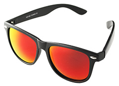 Zwarte wayfarer zonnebril met rood glas - Design nr. 394